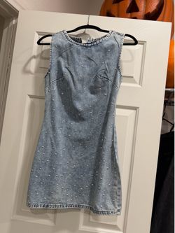 SHEIN Rhinestone Denim Mini Dress – Size Small
