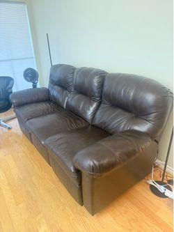 Brown Leather Reclining Sofa Couch – Comfortable 3 Seater