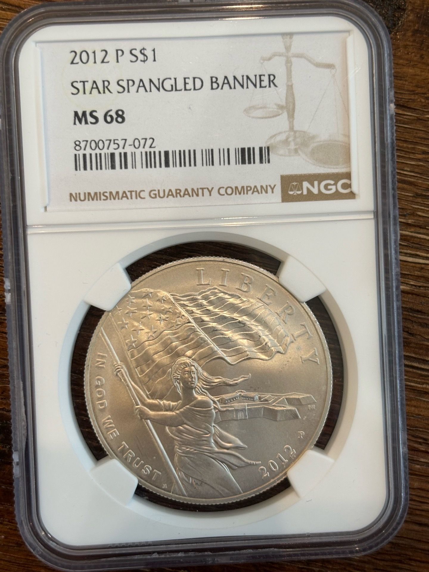 2012-P Star Spangled Banner Silver Dollar NGC MS68 Commemorative