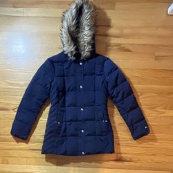 Tommy Hilfiger Womens SMALL Coat Down Filled Jacket Puffer Parka FUR LINED Hood