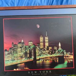 New York Decorative Painting – Twin Towers and Brooklyn Bridge