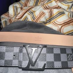 Louis Vuitton Belts Men’s Damier Graphic Black Buckle 