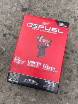Milwaukee M12 FUEL 12V Lithium-Ion Brushless Cordless Stubby 1/2 in. Impact Wrench w/ Pin Detent (Tool-Only)  $165 New