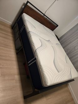 Rustic Wood-Steel Bedframe AND Mattress