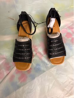 Brand New A.N.A Black Espadrille Wedge Sandals Size 7.5M