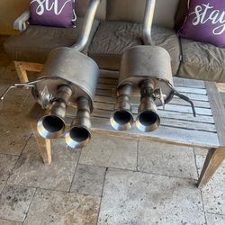 Exhaust muffler dual tips quad