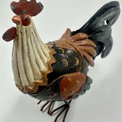 Vintage Trinket Rooster Figurine Box 1980s Ceramic Rare and Unique OOAK