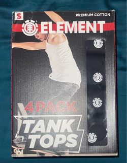 Element Men's Black Tank Tops 4 Pack Ribbed Skateboard Undershirt Shirt