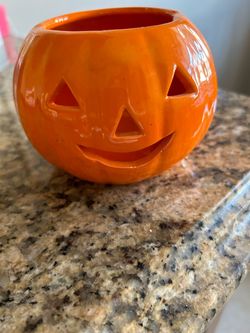 Ceramic Jack-O-Lantern Candle Holder