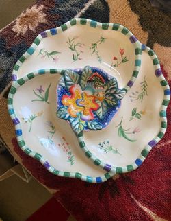 vintage fitz and floyd  Essential  Divided  Platter 13"