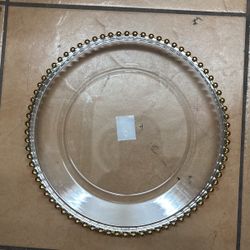 Beaded Rim Plastic Charger Plate Gold 