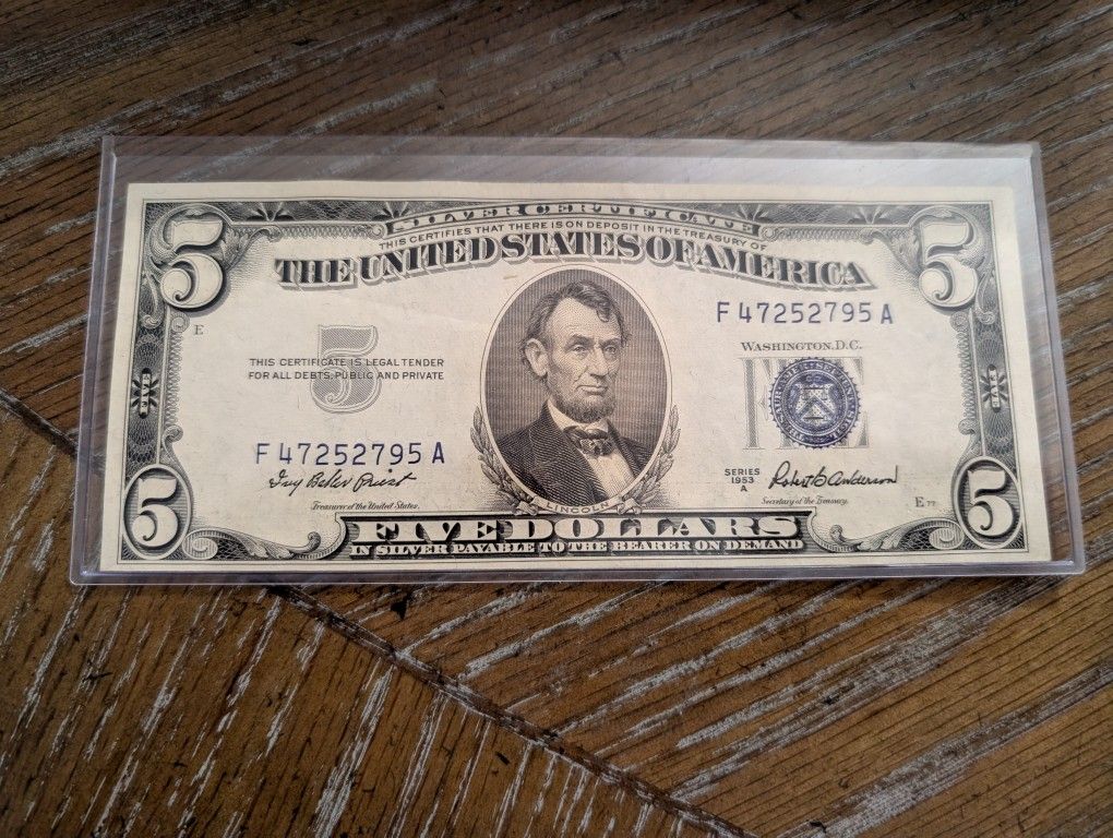 1953a Five Dollar Silver Certificate Uniciculated