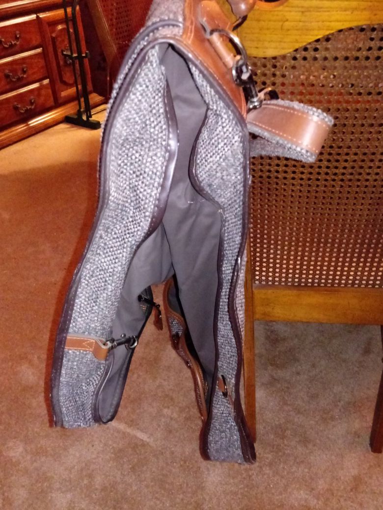Pierre Cardin tweed and leather garment bag. MAKE OFFER!!