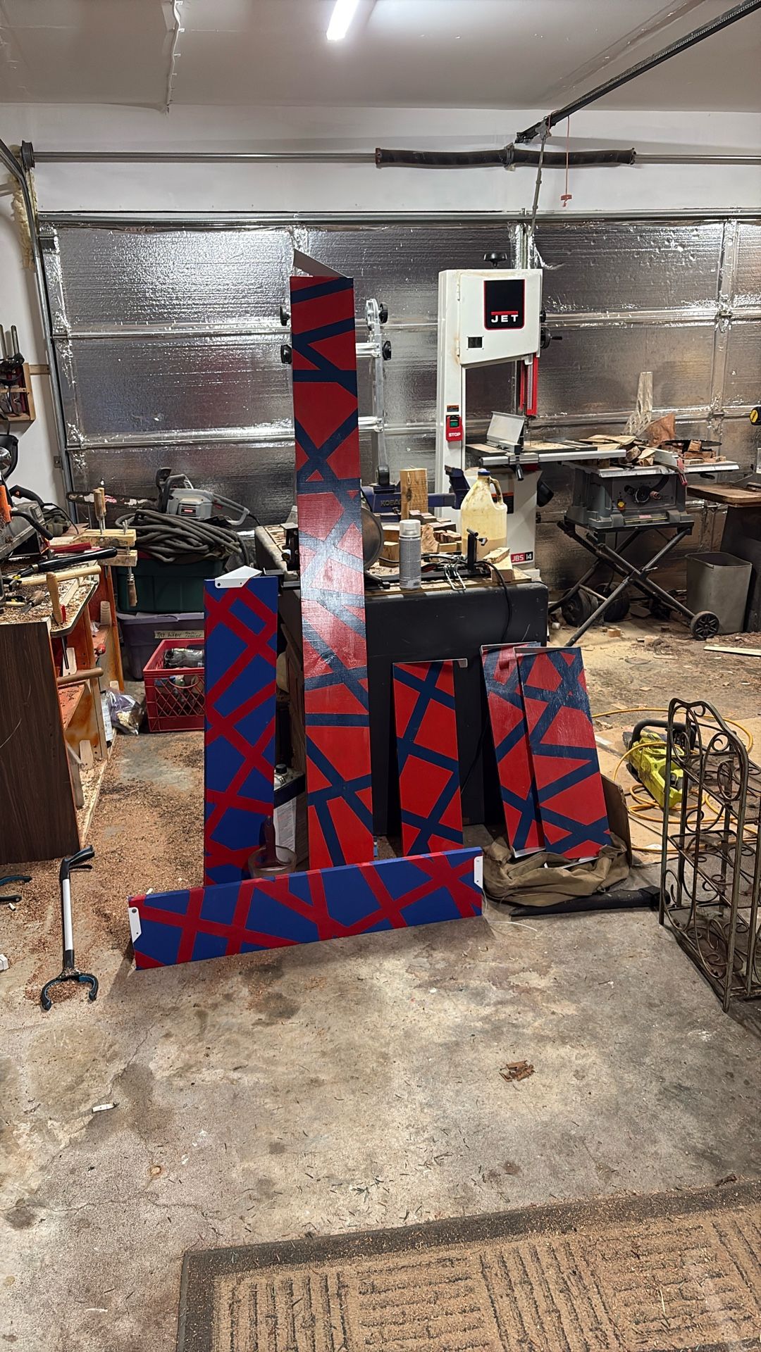 Red And Blue Hand Painted Shelves