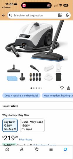 White Steam Cleaner with Accessories