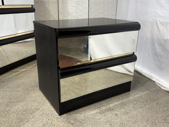 Black Mirror Door 2-Drawer Nightstand