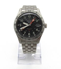 Seiko 5 Sports Automatic GMT Field Watch 4R34-00C0 Silver Stainless Steel 100M