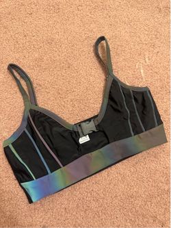 New large black light reflective iHR crop top shirt outfit tank festival rave