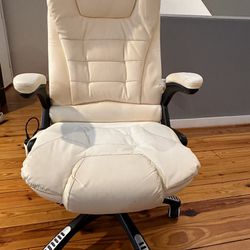 White Leather Massage Gaming Chair