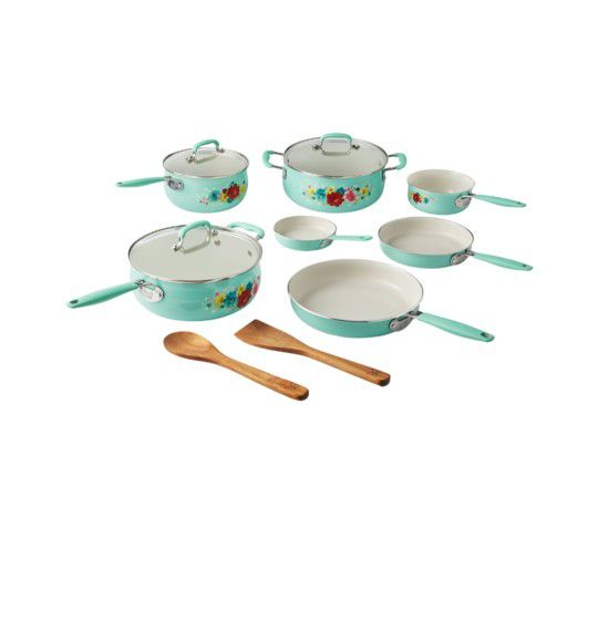 The Pioneer Woman 12-Pieces Porcelain Enamel Classic Ceramic Cookware –  UnitedSlickMart