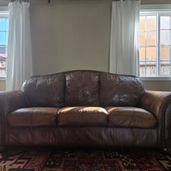 Caramel Leather Sofa And Love Seat 