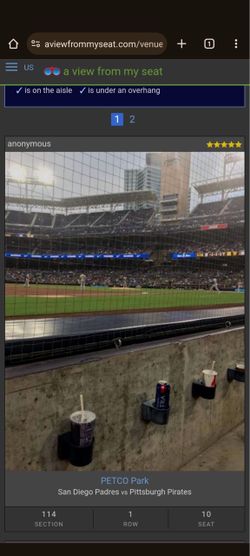 Front row padres tickets for 9/7