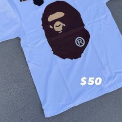 White And Brown Bape Tee