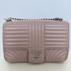 Prada Diagramme Shoulder Bag – Nude Pink Calfskin Leath