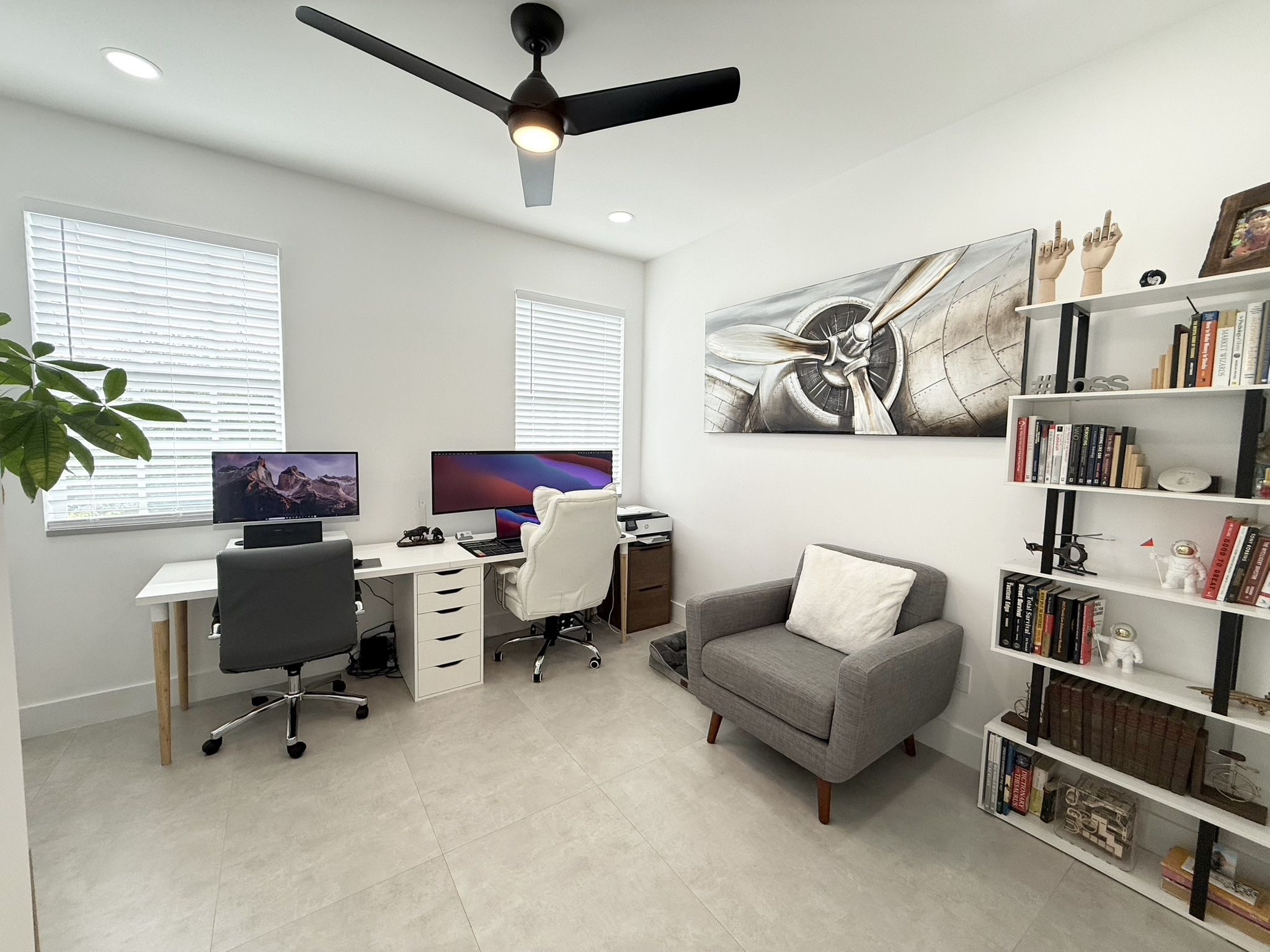 Double Desk With 5 Drawers