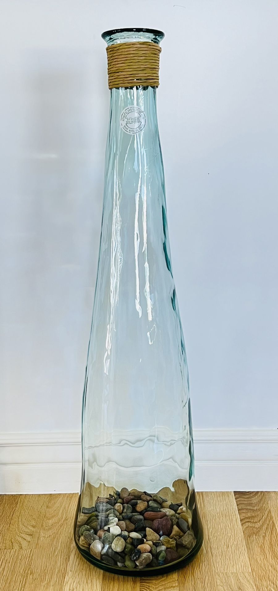 VIDRIOS SAN MIGUEL Authentic 100% Recycled Glass 31" Tall Floor Vase Bottle ~ Hand Made In Spain