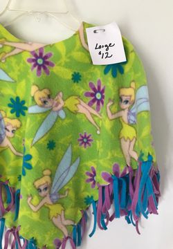 Handcrafted fleece poncho Tinker bell size large Thumbnail