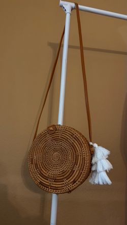 NEW Round Rattan Crossbody Bag with Tassels
