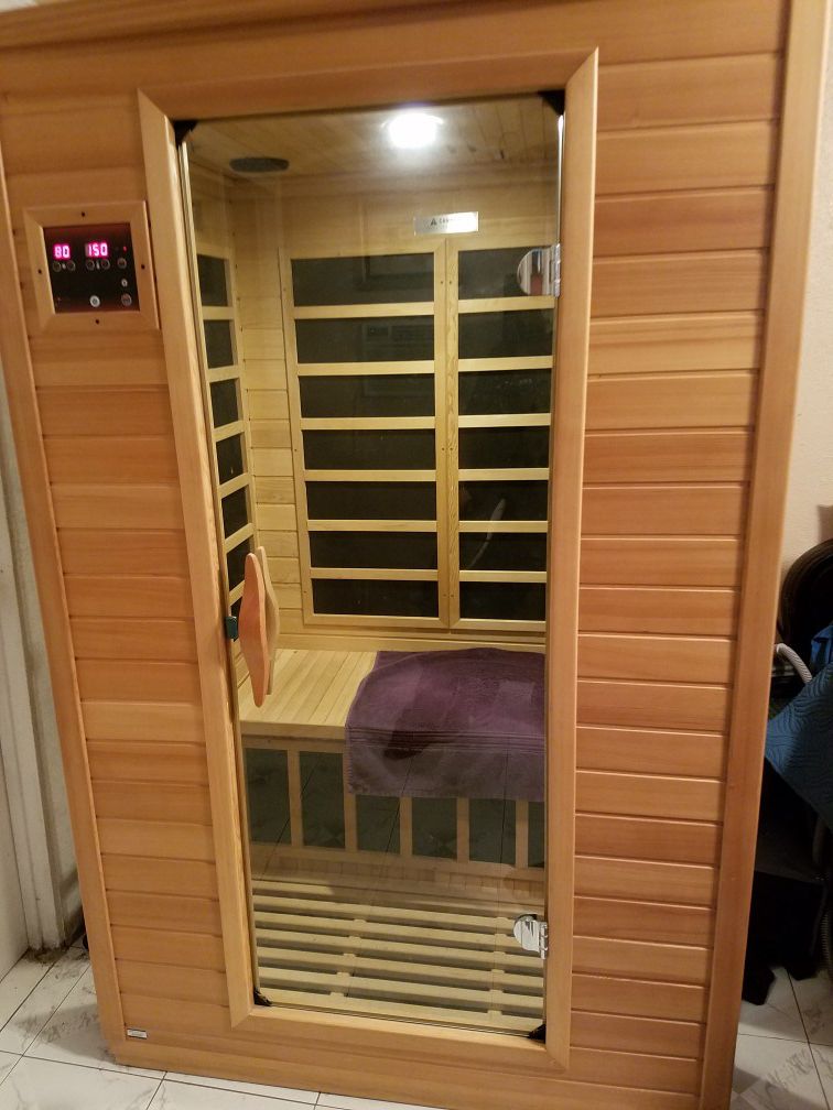 Home Sauna. with carbon heaters. In excellent condition. Used in our home Excellent health benefits. Easy assembly. I don't used it paid $1,500