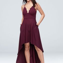 Scalloped Spaghetti Strap High/Low Dress With POCKETS