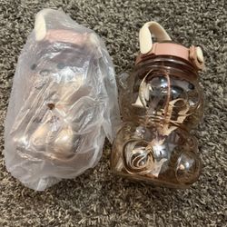 TourKing Teddy Bear Water Bottles with Adjustable Straw 34oz