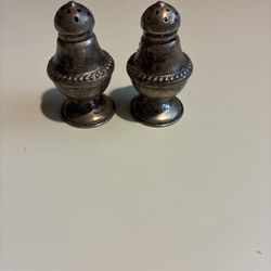 Pair Of VINTAGE Metal Salt And Pepper Shakers