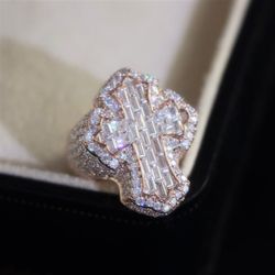 .925 Sterling Silver Cross Moissanite Ring
