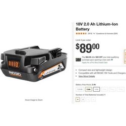 Ridgid 2Ah 18V Battery