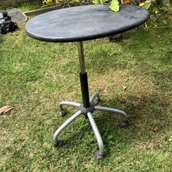 Oval Heavy Adjustable Stable Bedside Table On Rollers