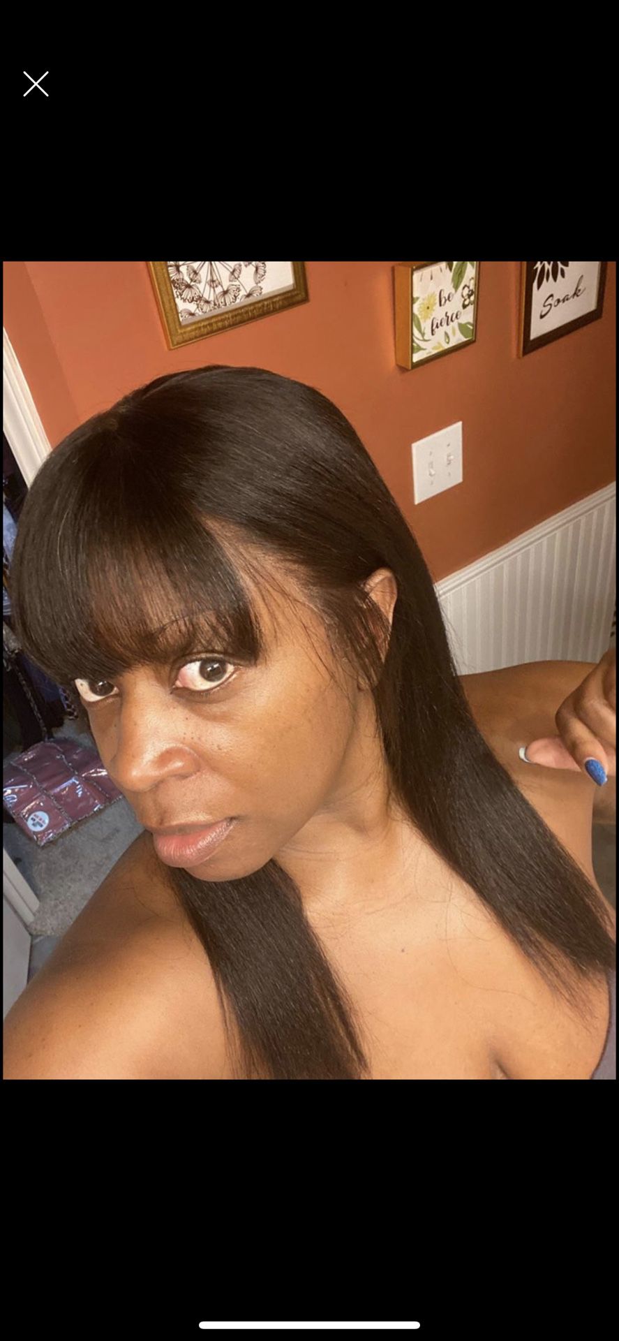 Human hair HD full lace wig with bangs