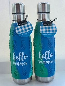 Set of 2 SmartLiving "Hello Summer" Stainless Steel Water Bottles NWT