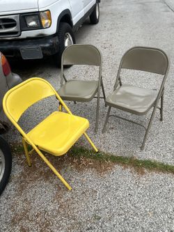 Bundle Of  Folding Steel Chairs  All For $12