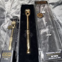 Icon Professional Ratchet Tools (90 Tooth & “1/4” Drive) SPECIAL EDITION 24K Gold Plated 