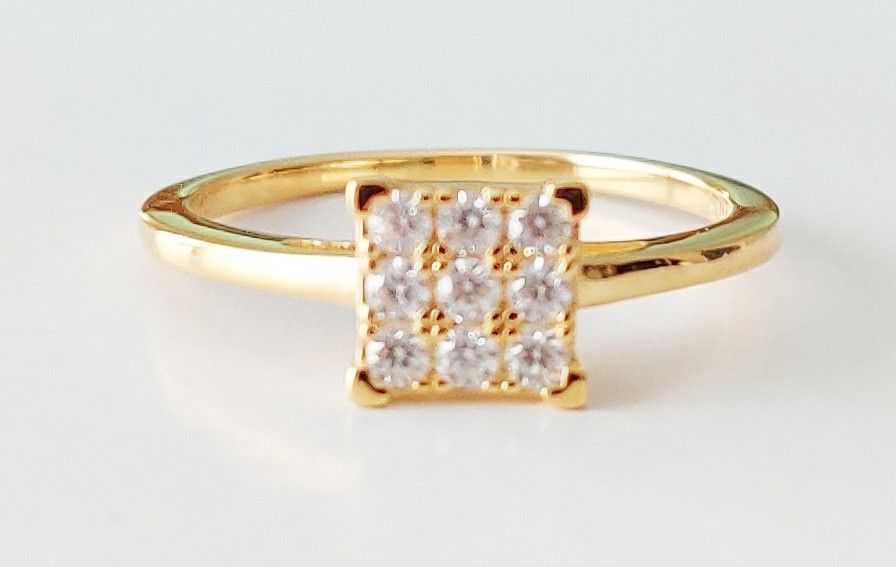 Moissanite Ring With Gold Over Sterling Silver Size 9 (Lowered Price)