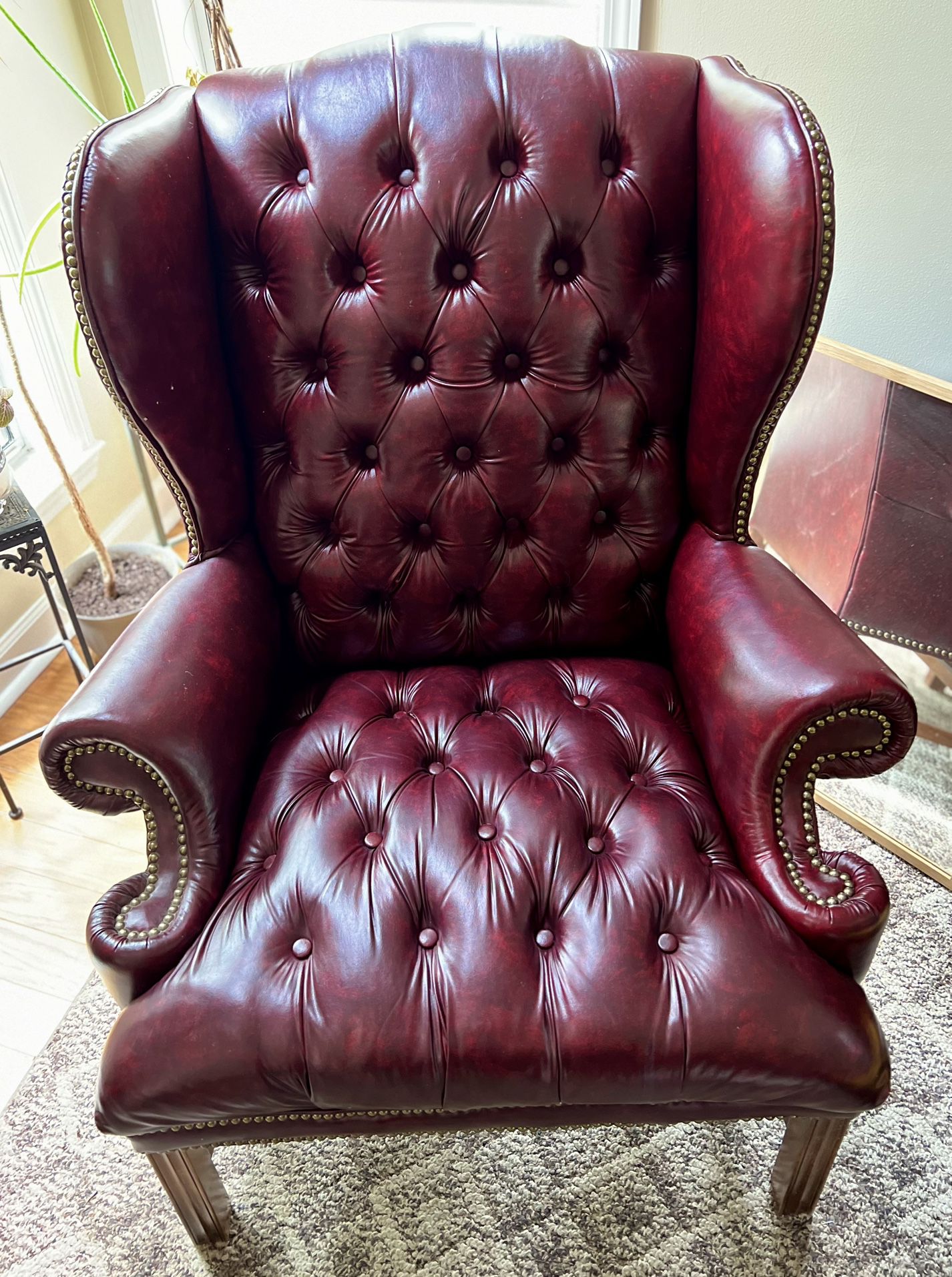Faux Leather Wingback Chair & matching Ottoman