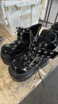 Demonia bear-104 Black Patent-Vegan Leather Size 8 New