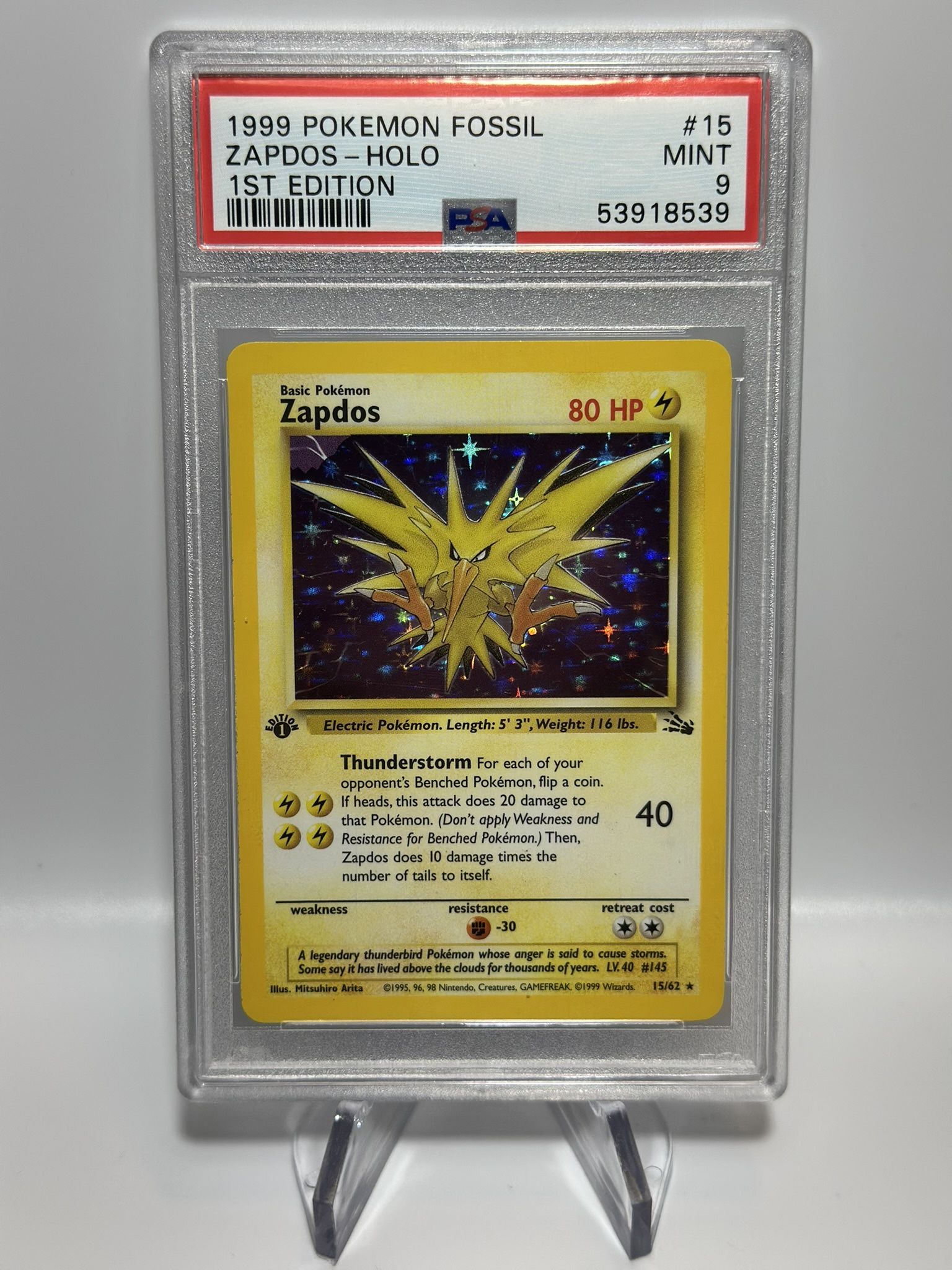 Pokemon 1st Edition Zapdos HOLO Fossil PSA 9
