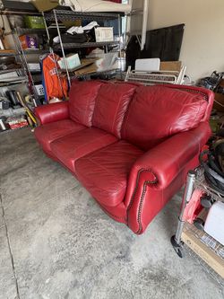 Real  Leather Red Couch!!