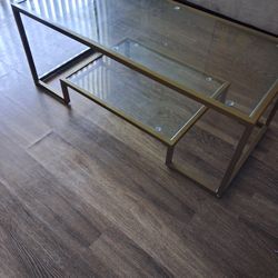 2 Tier Gold Frame Glass Coffee Table