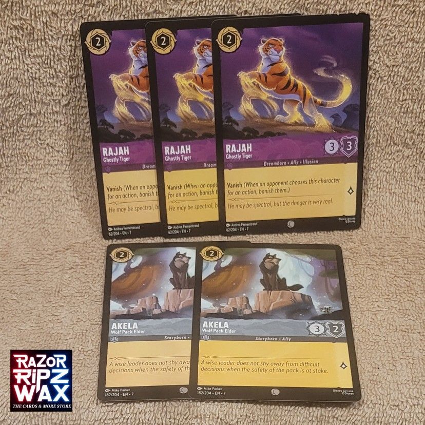 LOT (5) DISNEY LORCANA TCG CARDS REGULAR ARCHAZIA'S ISLAND MINT